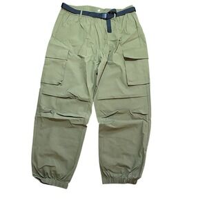 Halara NWT Army Green Nylon Blend Pull On Cargo Jogger Pants With Belt Size XL